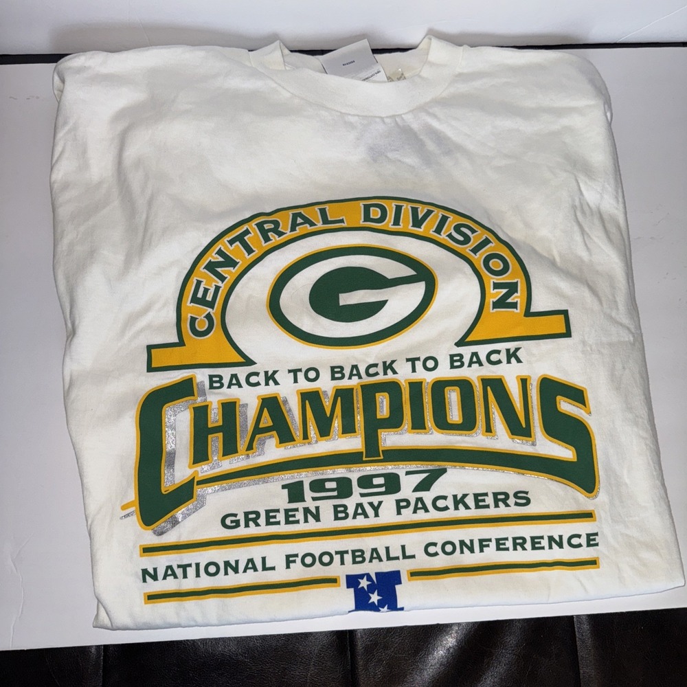 Vintage Green Bay‎ Packers Central Division Champions 1997 T Shirt Size 2XL NFL